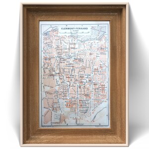 Printed in 1901, map of Clermont-Ferrand, Authentic Vintage 10.5 x 15.5 cm (frame not included)