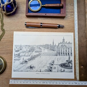 Imprimée en 1890, Bordeaux, Quai de la Bourse, Vintage Authentique (cadre non inclus )