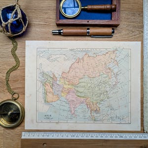 Stampato nel 1878, Asia. Originale autentico d'epoca.
