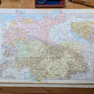 Printed in 1892, the German and Austro-Hungarian empires, Authentic Vintage Large Format (frame not included)