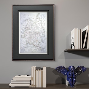 Stampata nel 1850, Mappa della Russia europea, Autentica d'epoca (cornice non inclusa)