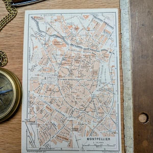 Imprimée en 1906, carte de Montpellier, Hérault. Original Vintage Authentique.