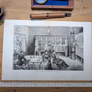 Stampato nel 1883, Ufficio Centrale dei Telefoni, Parigi. Originale autentico d'epoca.