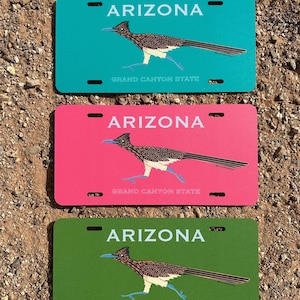 Roadrunner License Plate Digitally Illustrated, Roadrunner Vanity Plate, Arizona License Plate, Arizona Vanity Plate