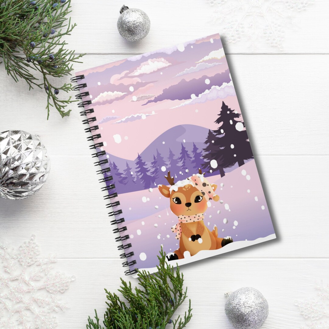 Cute Winter Deer Spiral Notebook Perfect for Journaling, Planning, Kids ...