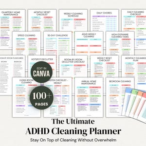 ADHD Cleaning Planner Printable, Editable Cleaning Checklist, ADHD Cleaning Routine & Declutter Planner, Executive Dysfunction Home Reset