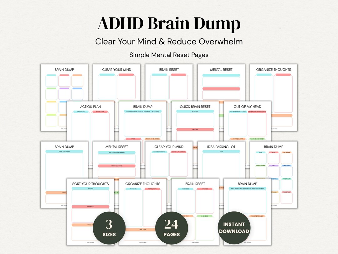 ADHD Brain Dump Printable, to Do List Productivity Planner, Daily Focus ...