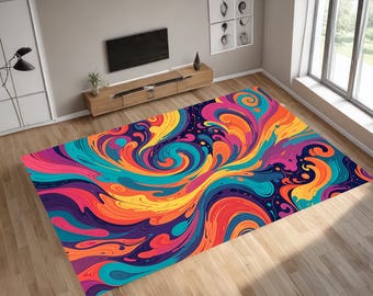 Psychedelic Rug: Trippy Fluid Art, Colorful Geometric Patterns