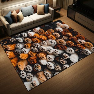 Paw Print Rug: Colorful Pet-Themed Modern Rug