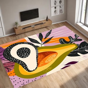 Avocado Print Carpet: Modern Tropical Leaf Rug