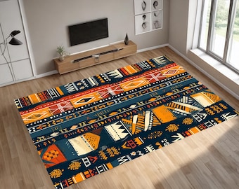 African Patterned Rug: Hand-Woven Bohemian Home Decor