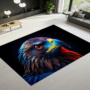 Tapis à motif aigle : art moderne, couleurs vives