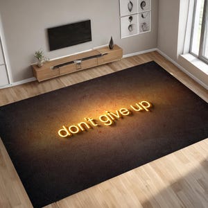 Tappeto motivazionale, tappeto "Non arrenderti", tappeto incoraggiante, tappeto con carta della fortuna, tappeto per palestra, arredamento moderno per la casa, tappeto alla moda, tappeto neon