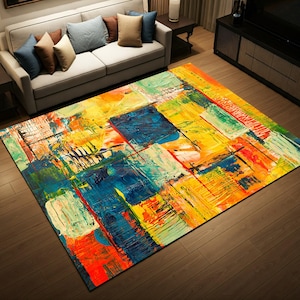 Abstract Color Splash Rug: Modern Art Floor Decor