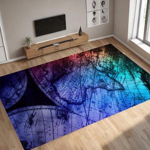 World Map Rug, Vintage Rug, Modern Rug, Living Room Rug, Bedroom Rug, Kids Room Rug, Home Decor, Rug Models, Map Rug