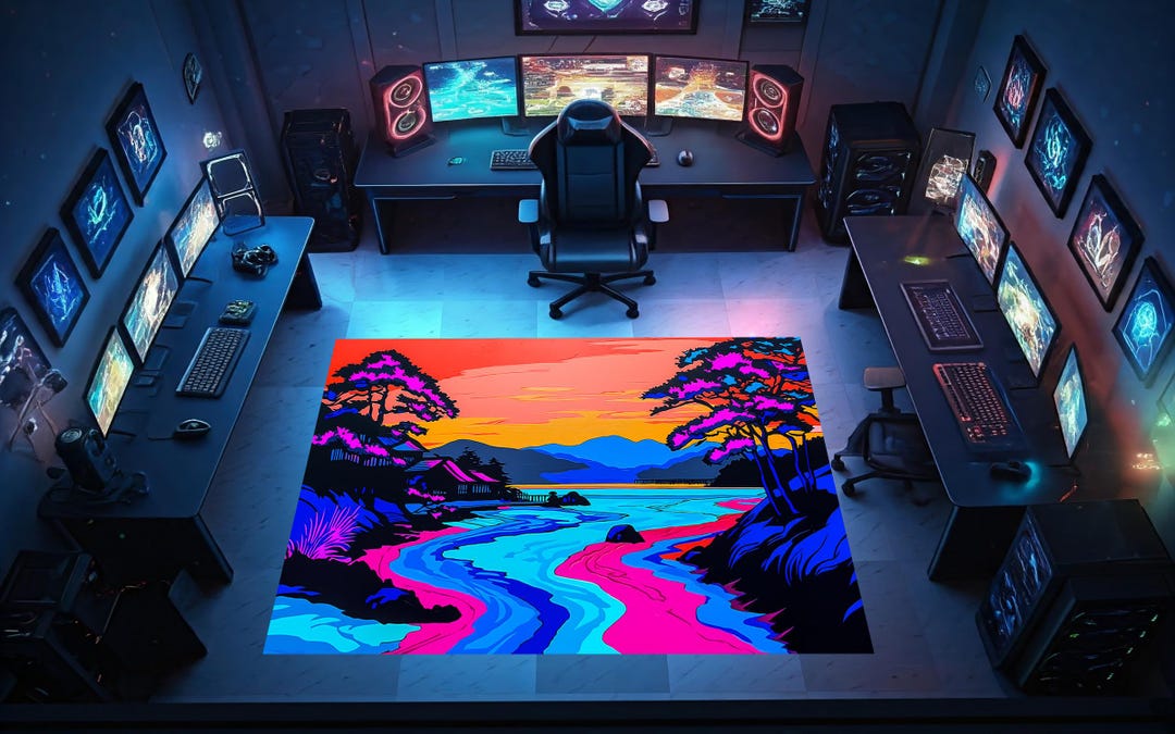 Cyberpunk Rug Texture Cyberpunk Rug, Neon Rug, Japanese Rug, Abstract Rug, Minimalist Rug ...