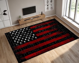 American Flag Rug: Patriotic Home Decor, Non-Slip Carpet