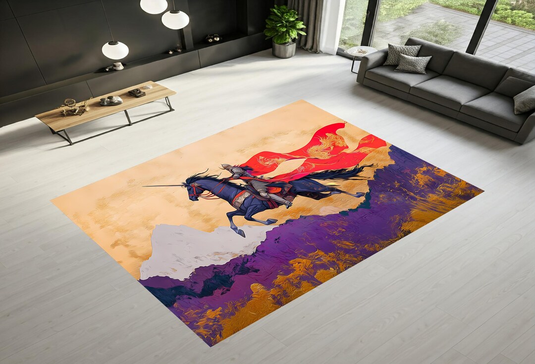 Knight Rug, Knight on Horse Rug, Medieval Rug, Fantasy Rug, Hand ...
