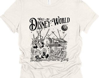 ブラック＆ホワイトの「地球上で最も幸せな場所」Tシャツ