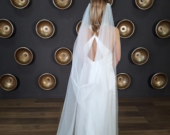 Mantella da sposa in avorio, mantella da sposa con velo e due pettini, mantella da sposa trasparente, mantella da sposa con spalla, mantella da sposa boho, mantella con velo