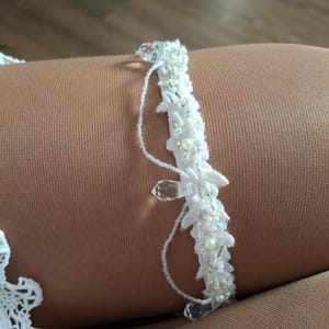 Wedding garter Pearl garter for bride Garter belt on thigh garter Garter bridal with crystals garter leg garter Bride garter with pearl