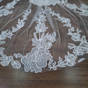 Cathedral veil with floral appliques Royal Ivory Veil with Stunning Floral Appliques Floral Wedding Veil Bohemian Bridal Veil with Floral