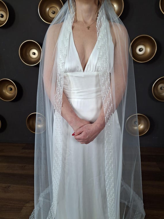 Pearl Wedding Veil Pearl Veil Ivory Veil With Comb Wedding 
