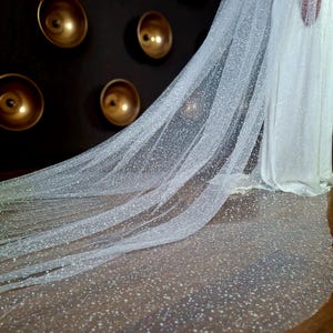 Glitter Cathedral Veil with Diamond Shine Long Sparkling Wedding Veil White glitter Sparkling veil one tier veil glitter length fingertip