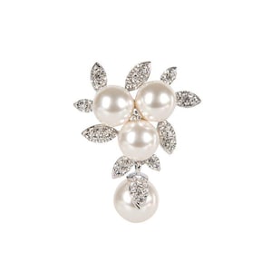 The Official Royal White Gold Pearl Drop Brooch