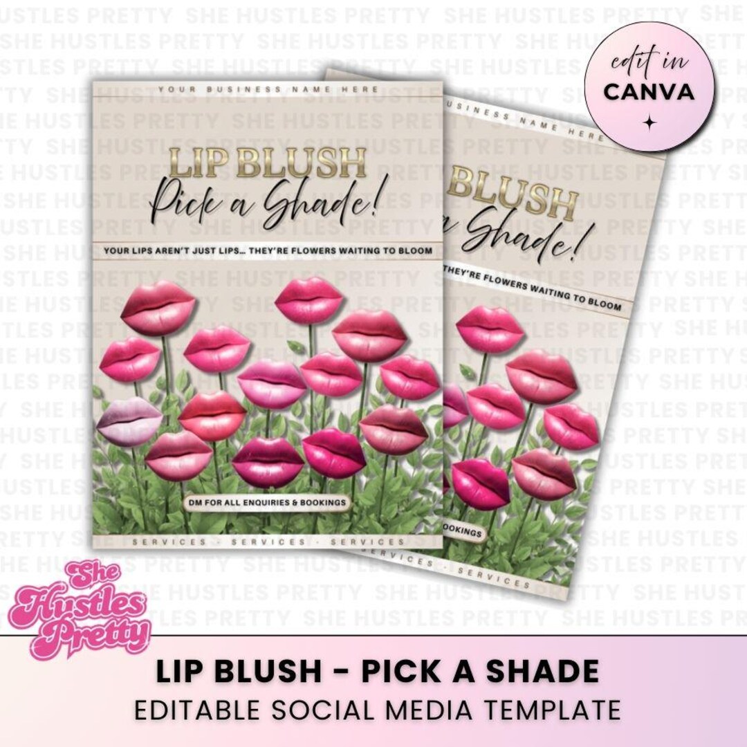 Lip Blush Social Media Template: DIY Canva Flyer PMU Instagram Post ...