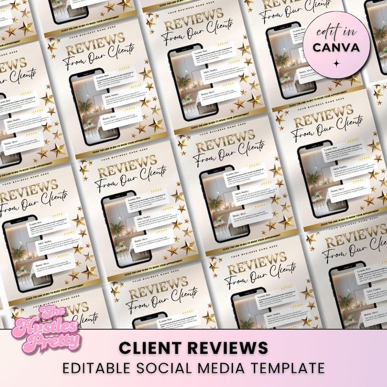 Client Review Instagram Template: Beige & Gold Beauty Post (canva ...