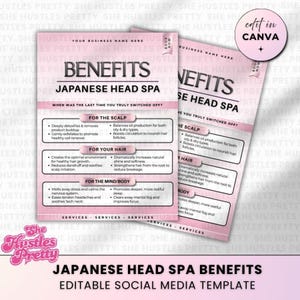 Japanese Head Spa Benefits Instagram Post: Massage Marketing Canva Template