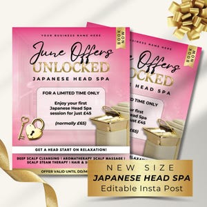 Japanese Head Spa Offer Template: Pink Instagram Post (Canva)