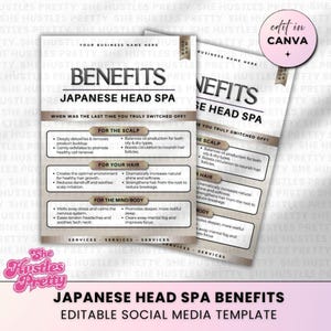 Japanese Head Spa Benefits Instagram Post: Canva Template, Social Media Template