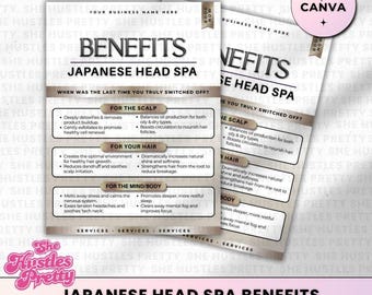 Japanese Head Spa Benefits Instagram Post: Canva Template, Social Media Template