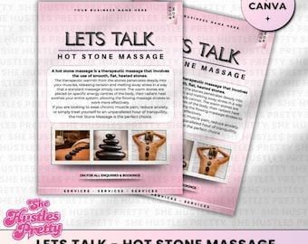 Hot Stone Massage Flyer Template: Salon & Instagram Marketing (Editable Canva, Social Media Template)