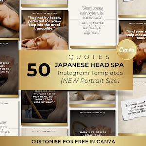 Japanese Head Spa Instagram Templates: Luxury Beauty Quotes (Canva)