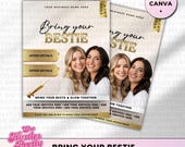 Bring Your Bestie Beauty Flyer, DIY Canva Template (1080 x 1440 px)