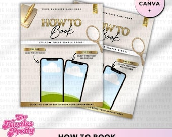How to Book Canva Template for Beauty Professionals & Salons | Booking Flyer Social Media Post | Beige and Gold Branding | BEG