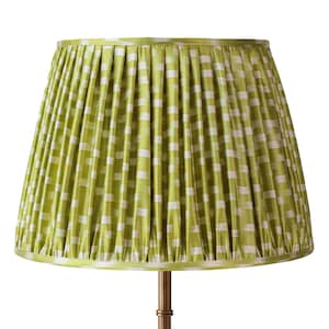 Handmade Olive Green Ikat Pleated Lampshade - Custom Lighting