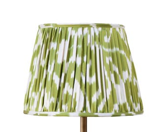 Handmade Green Ikat Lampshade: Pleated Fabric Lighting Home Lighting & Decor