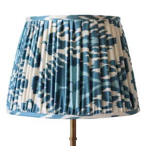 Turquoise Blue Handmade Pleated Ikat Lampshade - Bespoke - Colorful Fabric Lighting - Bohemian Style - Custom Sizes Available-Table Lamp