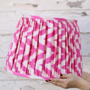 Pink Handmade Pleated Ikat Lampshade - Bespoke - Colorful Fabric Lighting  Modern Style-Custom Made -Table Lamp- Lamp shade - Shade
