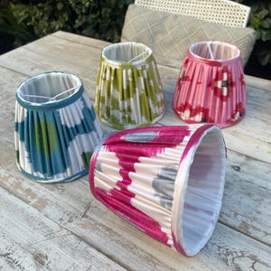 Handmade Pleated Ikat Lampshade: Mini Clip-On Chandelier Shade