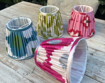 Handmade Pleated Ikat Lampshade: Mini Clip-On Chandelier Shade