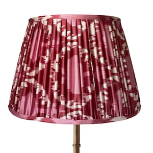 Red and Pink Handmade Pleated Ikat Lampshade - Bespoke - Colorful Fabric Lighting - Bohemian Style - Custom Sizes Available-Table Lamp