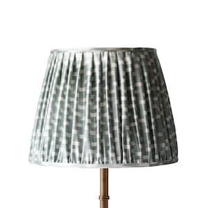 Handmade Pleated Ikat Lampshade: Grayish Blue Fabric Lighting