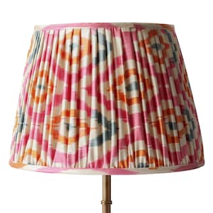 Orange and Pink Handmade Pleated Ikat Lampshade - Bespoke - Colorful Fabric Lighting - Bohemian Style - Custom Sizes Available-Table Lamp