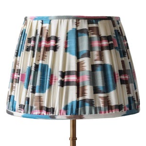 Handmade Pleated Ikat Lampshade: Blue & Pink Fabric Lighting