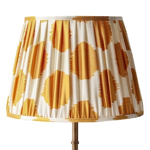 Mustard Yellow Polka Dot Handmade Pleated Ikat Lampshade - Bespoke - Colorful Fabric Lighting - Bohemian Style - Custom Sizes Available